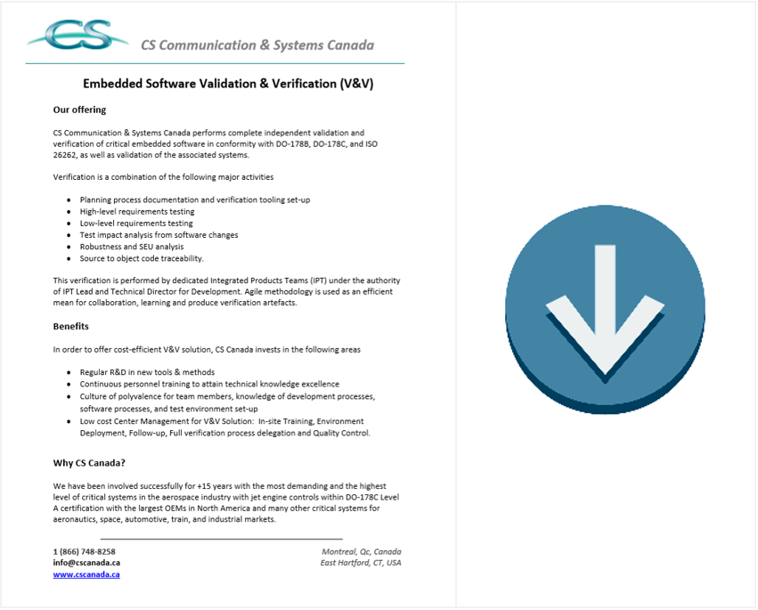 embedded software verification and validation brochure download