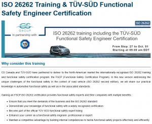 ISO 26262 Training and TÜV-SÜD Functional Safety Certification, Functional Safety Training